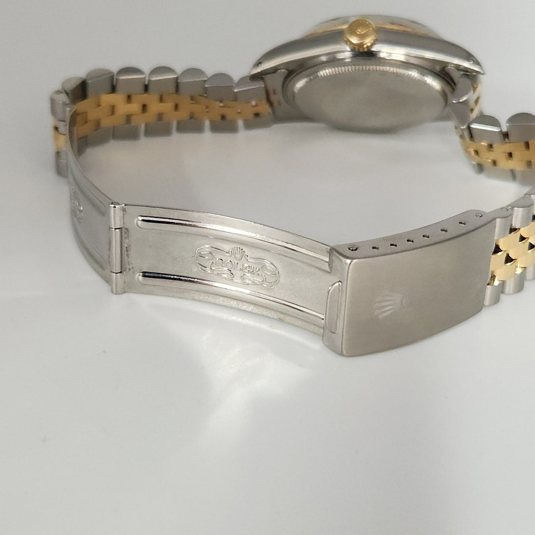36MM Rolex Date Just Two Tones 18k Yellow Gold Stainless Steel Watch Ref 16013