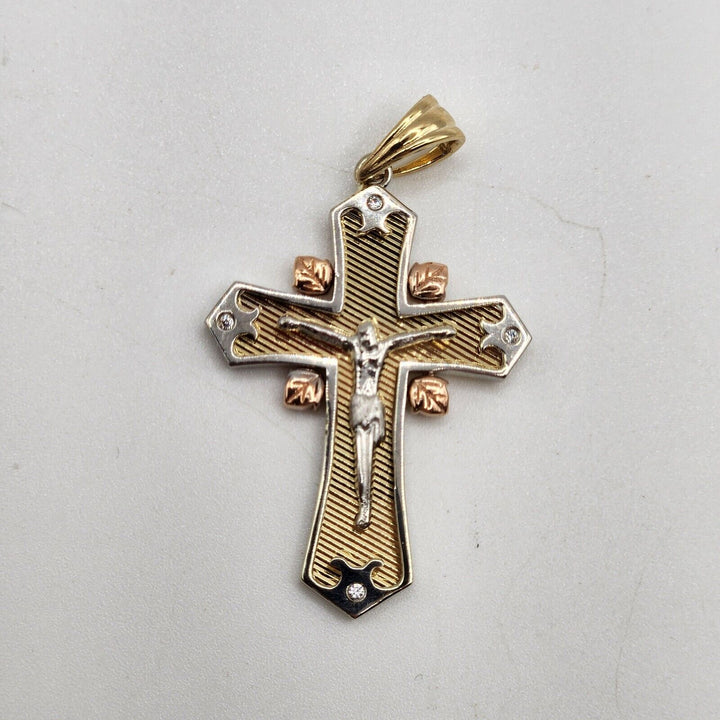 14k Gold Multi Tone Gold Cross Pendant