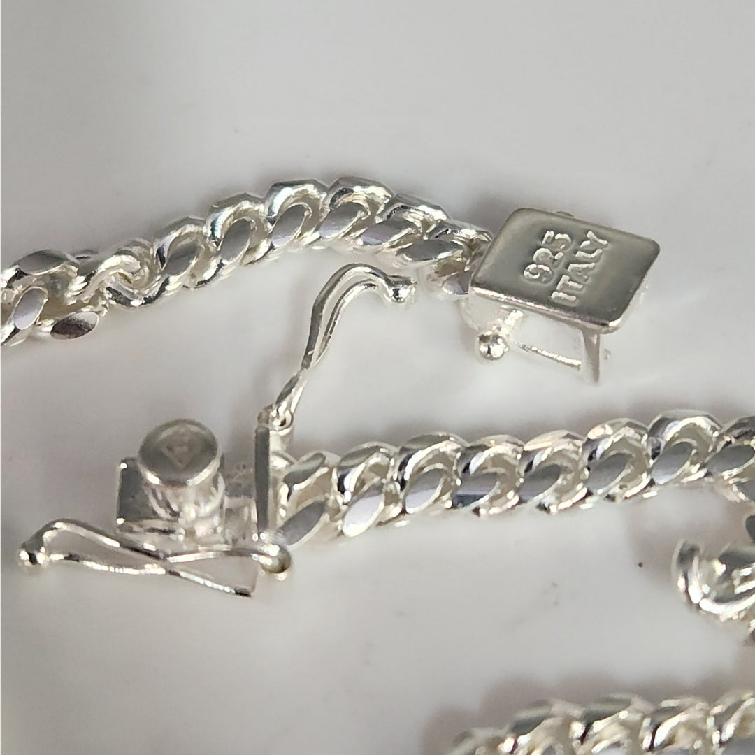 925 Italy sterling silver Cuban Chain Bracelet 7.5"