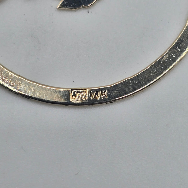 Vintage 14K Yellow Gold Seagull Bird Round Pendant Charm 2.3g