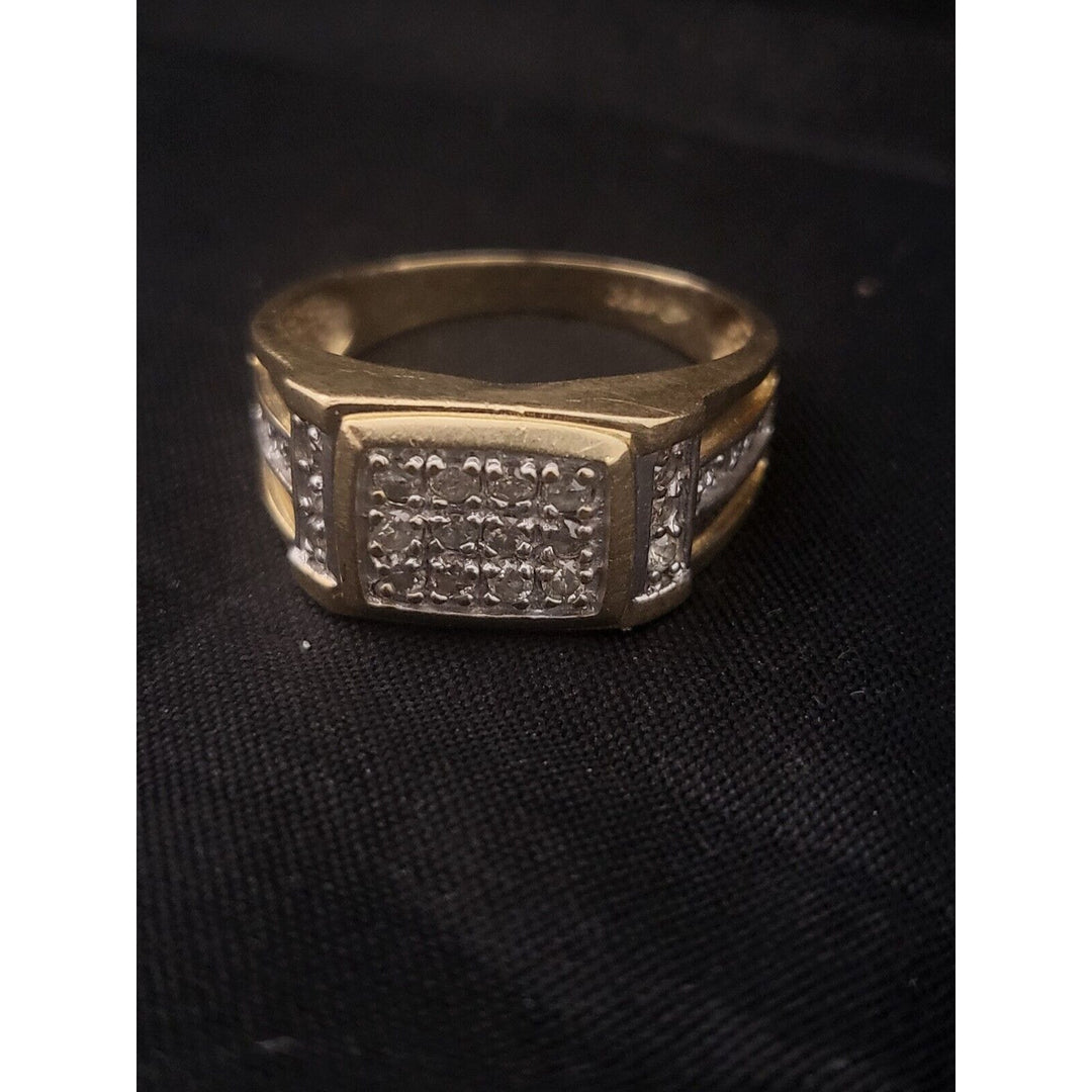 10K Yellow Gold Diamond Square Grid Ring With 5.4g Of Gold Size 10.5