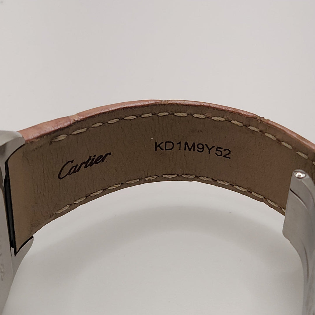 Cartier 36mm Square Pink Leather Band Automatic Stainless Steel Santos 100 W20106X8/ 2878