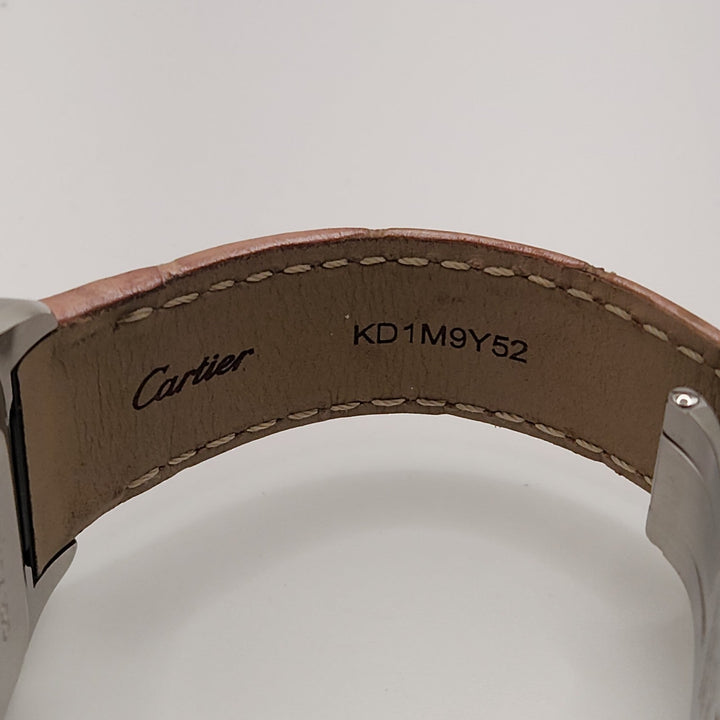 Cartier 36mm Square Pink Leather Band Automatic Stainless Steel Santos 100 W20106X8/ 2878