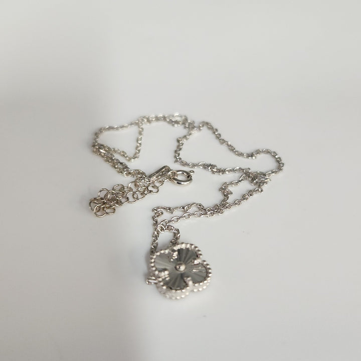 925 Silver Textured Blossom Pendant Necklace 17"