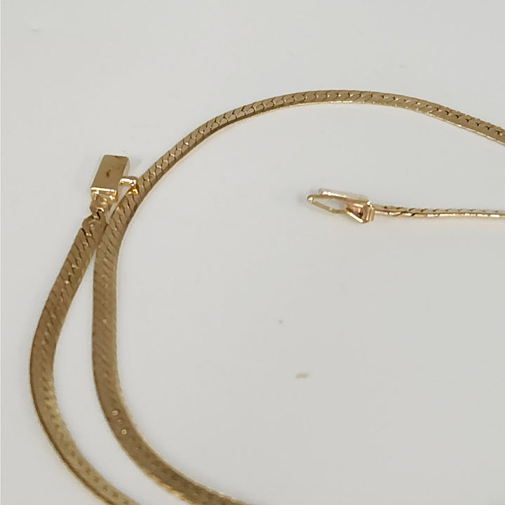 14K Yellow Gold Herringbone necklace 21" solid gold chain