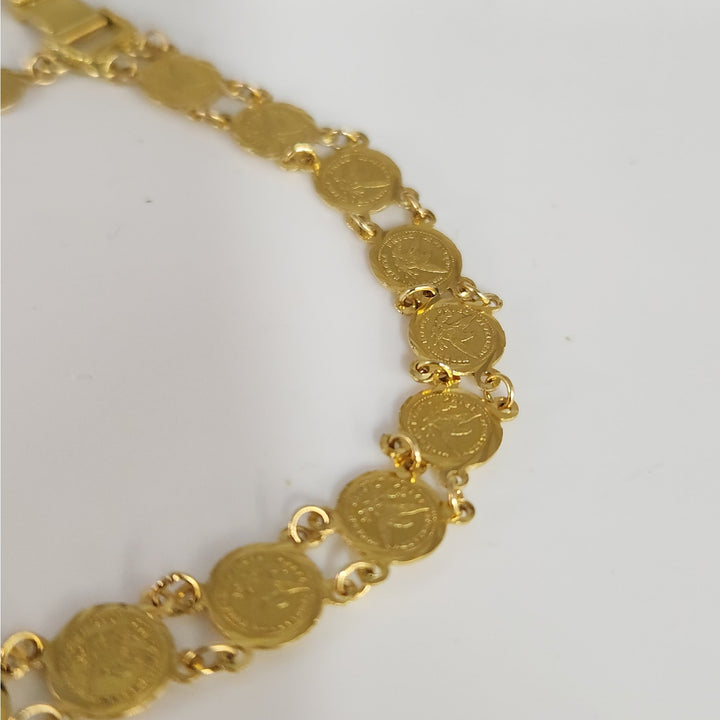 18k Yellow Gold Vintage Coin link Bracelet 7"