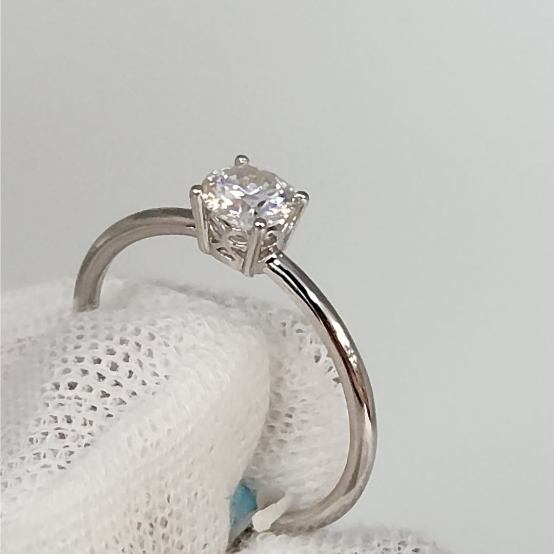 0.6 CTW Moissanite Solitaire Sterling Silver Ring size 9
