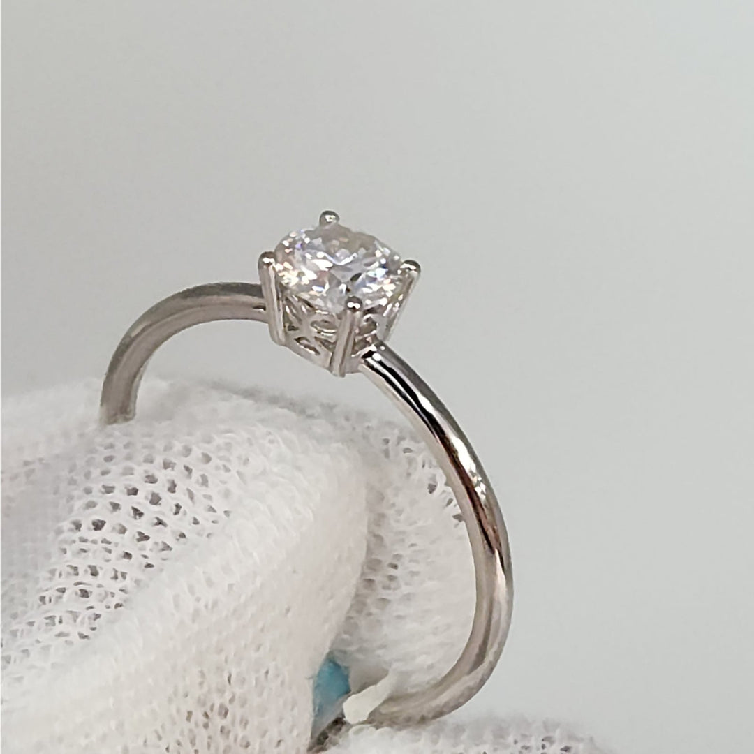 0.6 CTW Moissanite Solitaire Sterling Silver Ring size 9