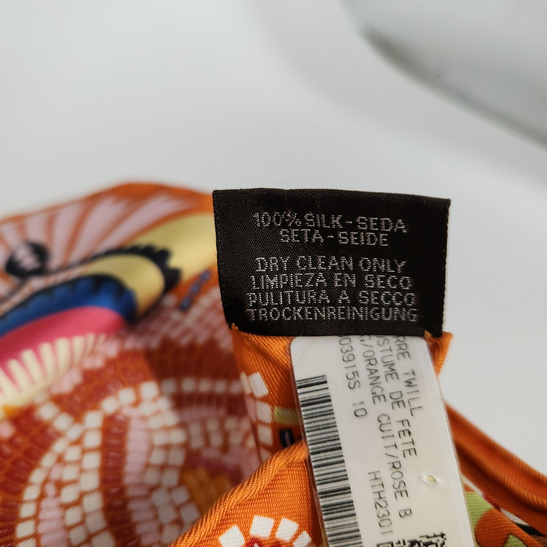 New Hermes Silk Scarf 90cm 100% Silk HG/Orange Cuit/Rose B
