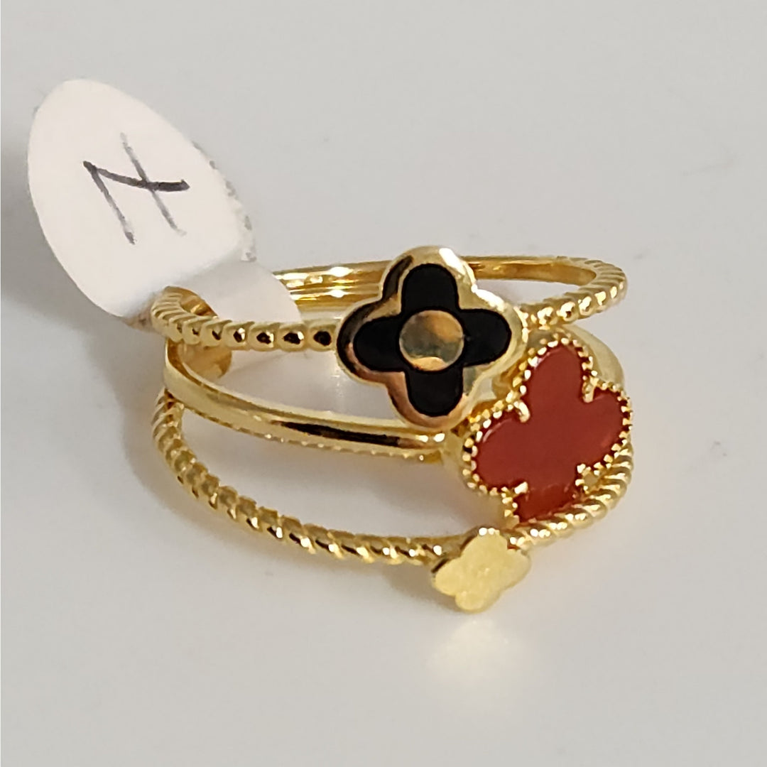 925 Sterling Silver Gold -Tone Clover Stackable Ring Set  size 7