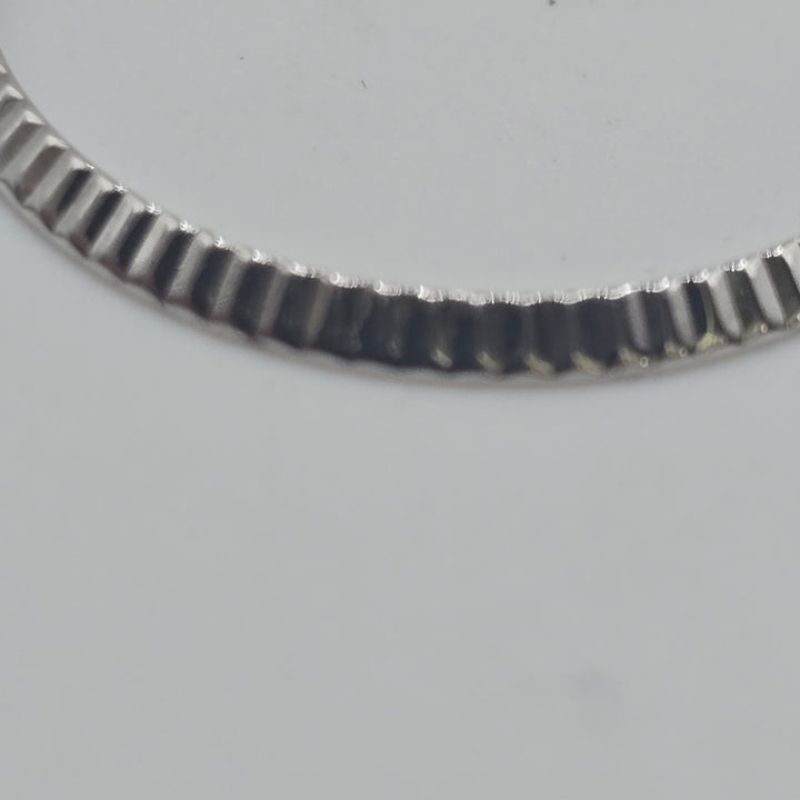 Rolex 18K White Gold Fluted Bezel 23.96mm Genuine Watch Part