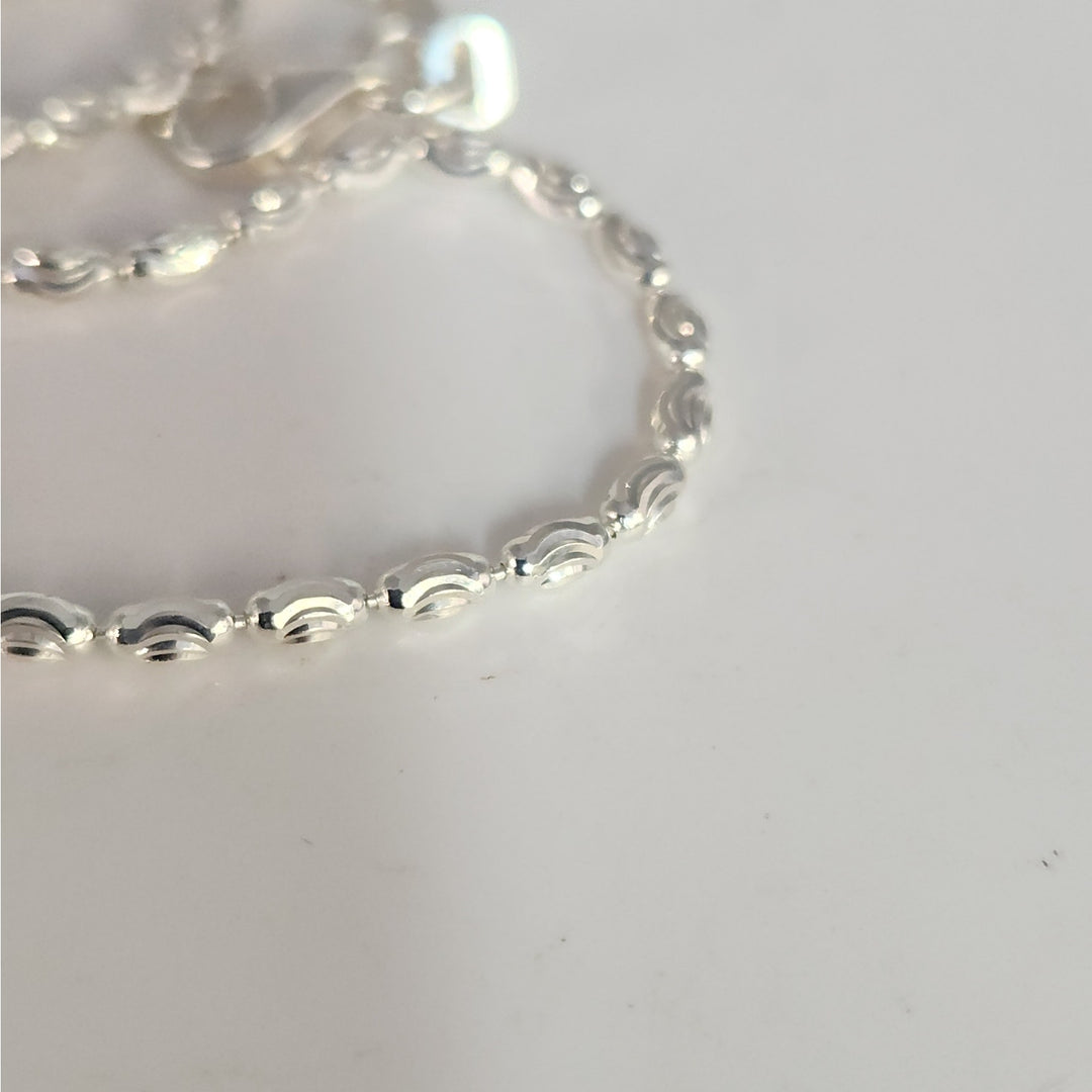 Fancy 925 Sterling Silver wave Pattern Anklet 10"