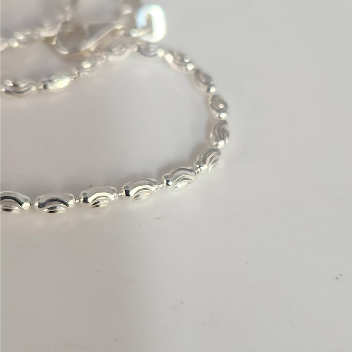 Fancy 925 Sterling Silver wave Pattern Anklet 10"