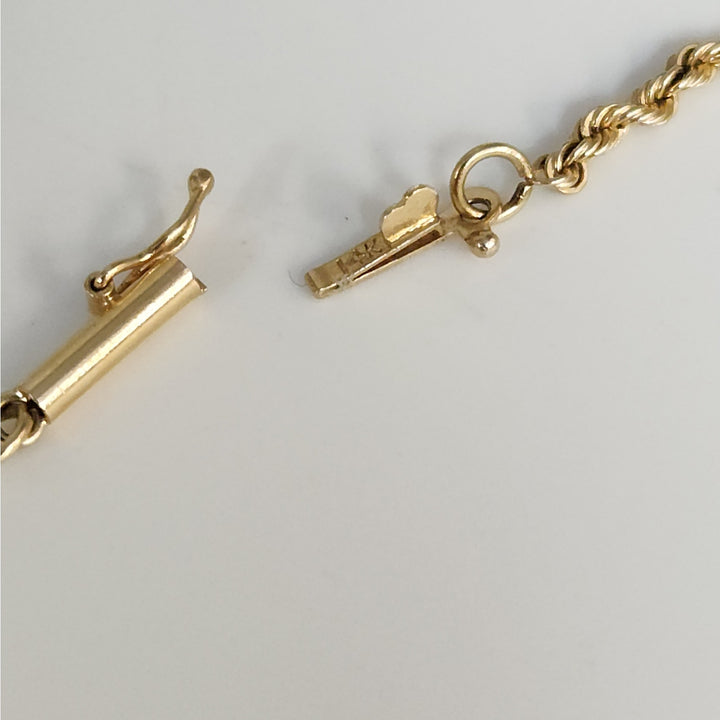 14k Yellow Gold Rope Chain Necklace 20-in Classic Twist Link, Secure Barrel Clasp