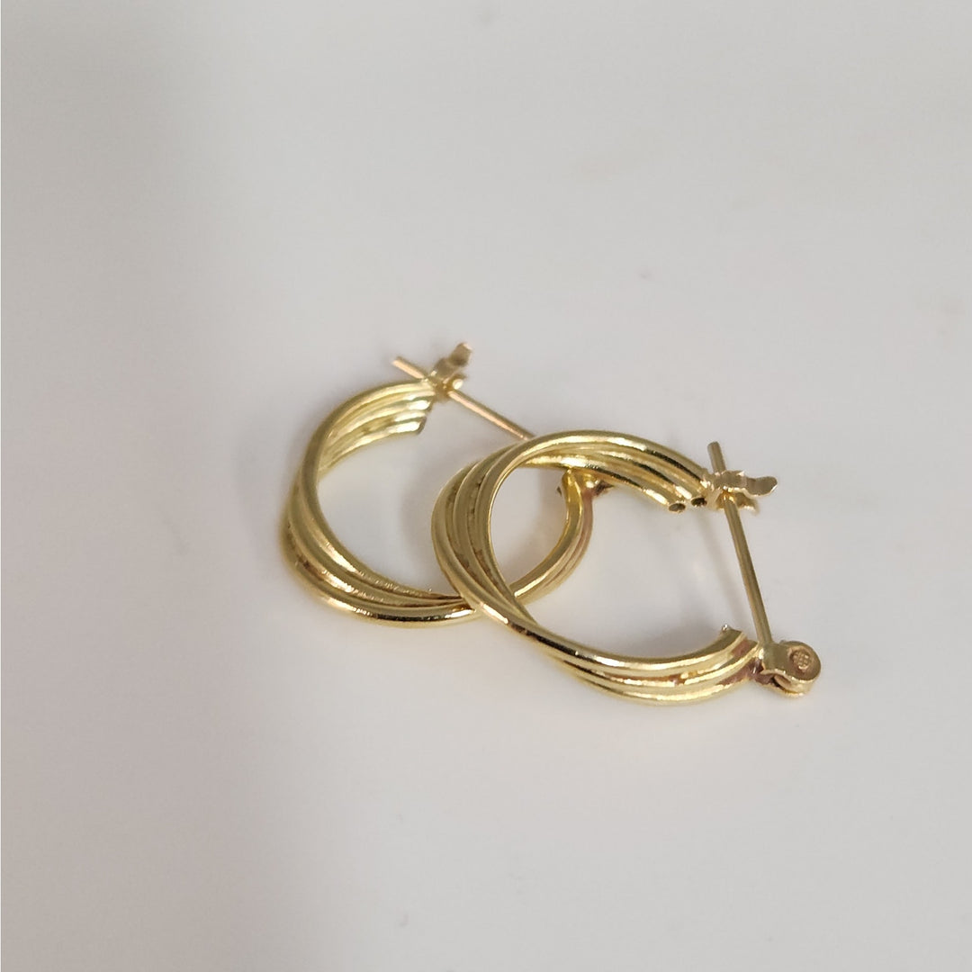 14k Yellow Gold Triple Band Hoop Earrings