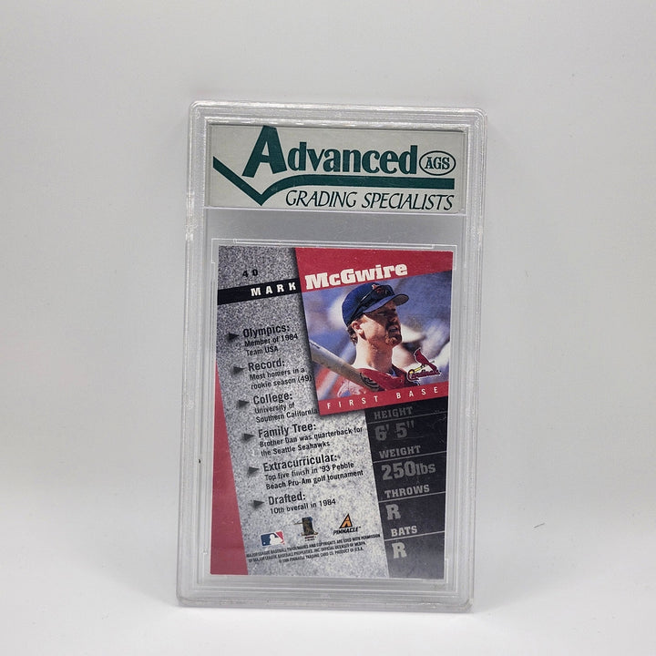 1998 Pinnacle Inside Mark McGwire #40 AGS 9.0 Mint Graded Cardinals Baseball Card