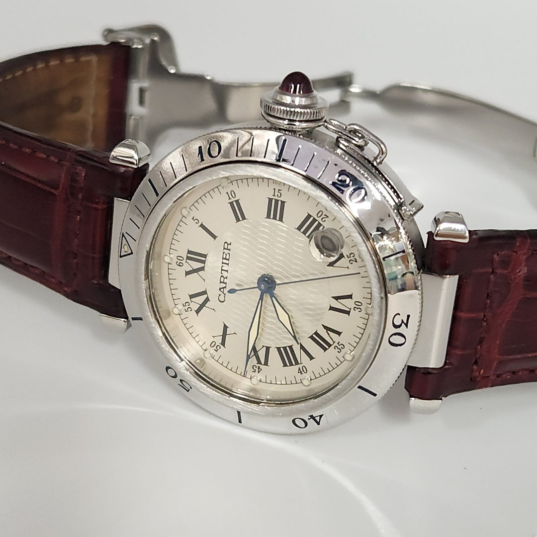 Cartier Pasha Limited 1997 150th Anniversary Automatic Red Cabochon Stainless...