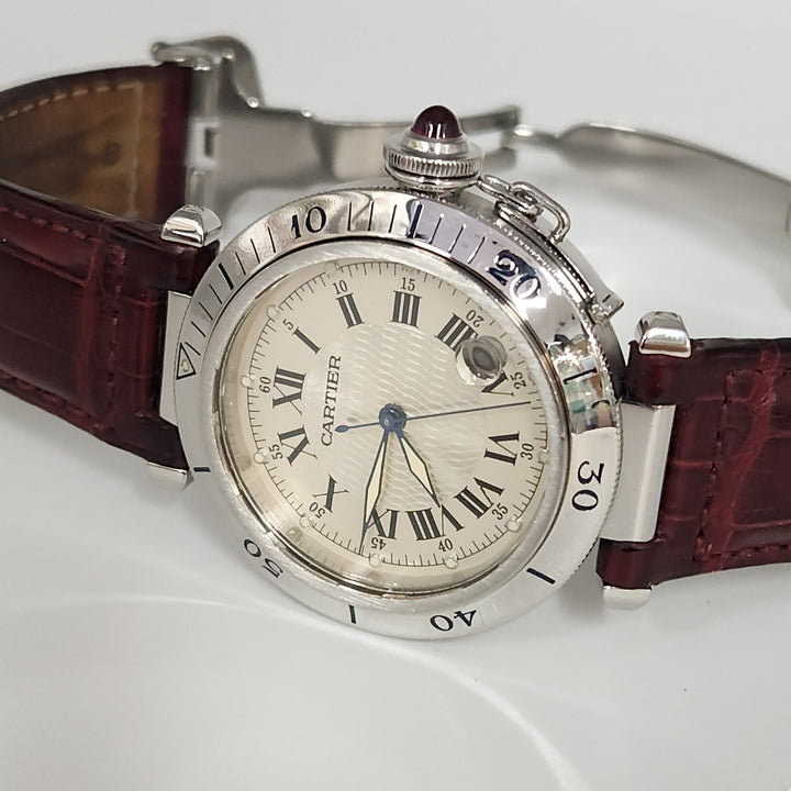 Cartier Pasha Limited 1997 150th Anniversary Automatic Red Cabochon Stainless...