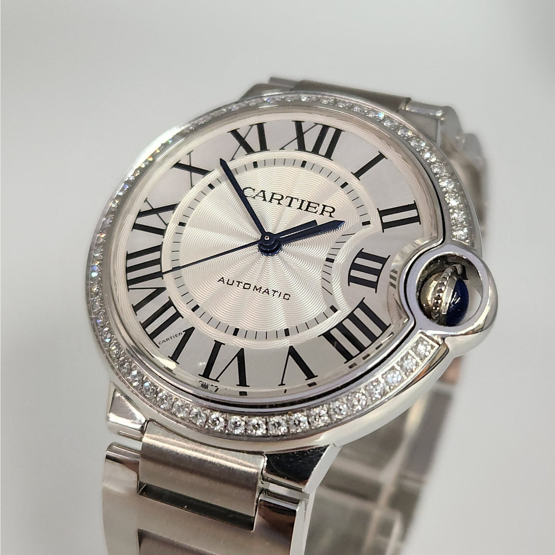 Cartier Ballon Bleu 36MM Automatic Diamond Bezel Watch