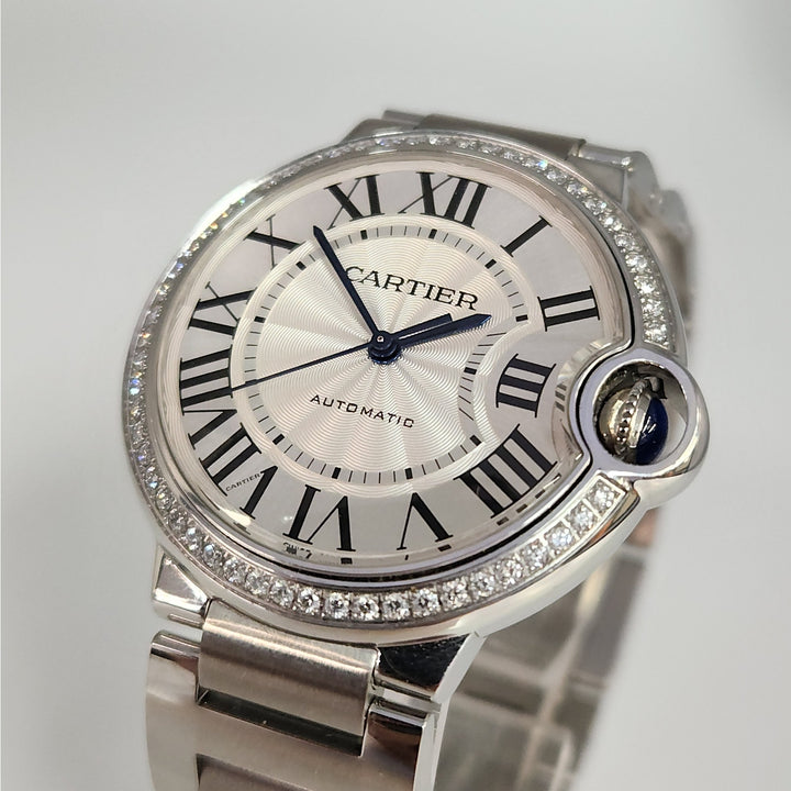 Cartier Ballon Bleu 36MM Automatic Diamond Bezel Watch