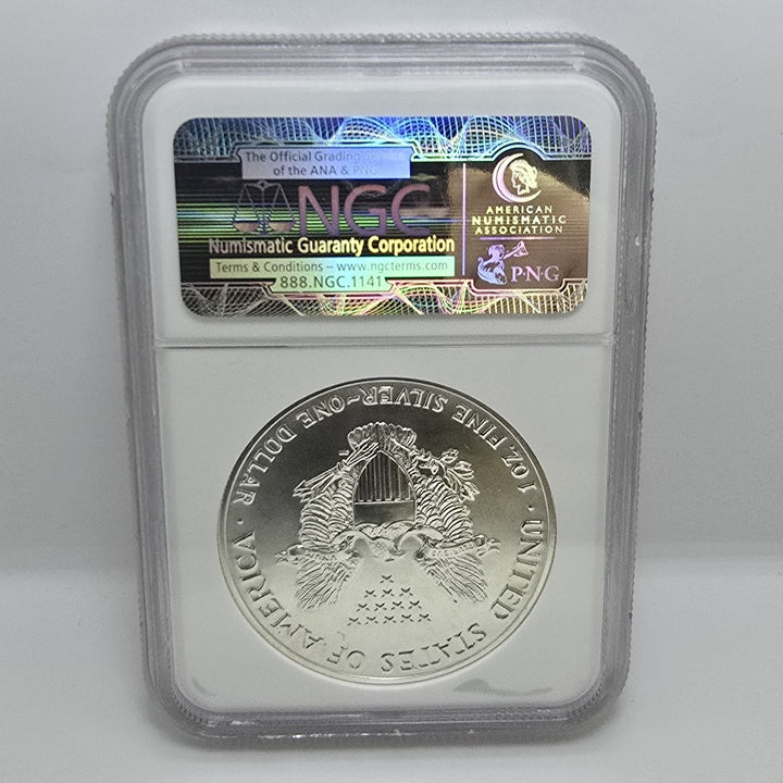 1989 American Silver Eagle, 1 Oz Fine .999 Silver USA Uncirculated $1 NGC MS69