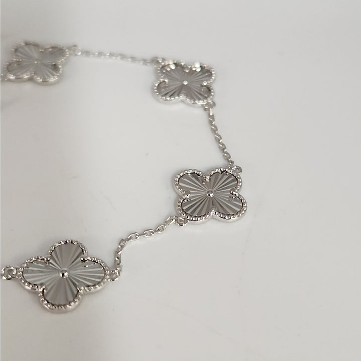 925 Sterling Silver Clover Flower Bracelet 7.5"