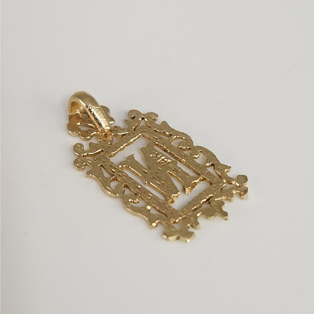 Vintage 14k Yellow Gold Ornate Initial Monogram Pendant