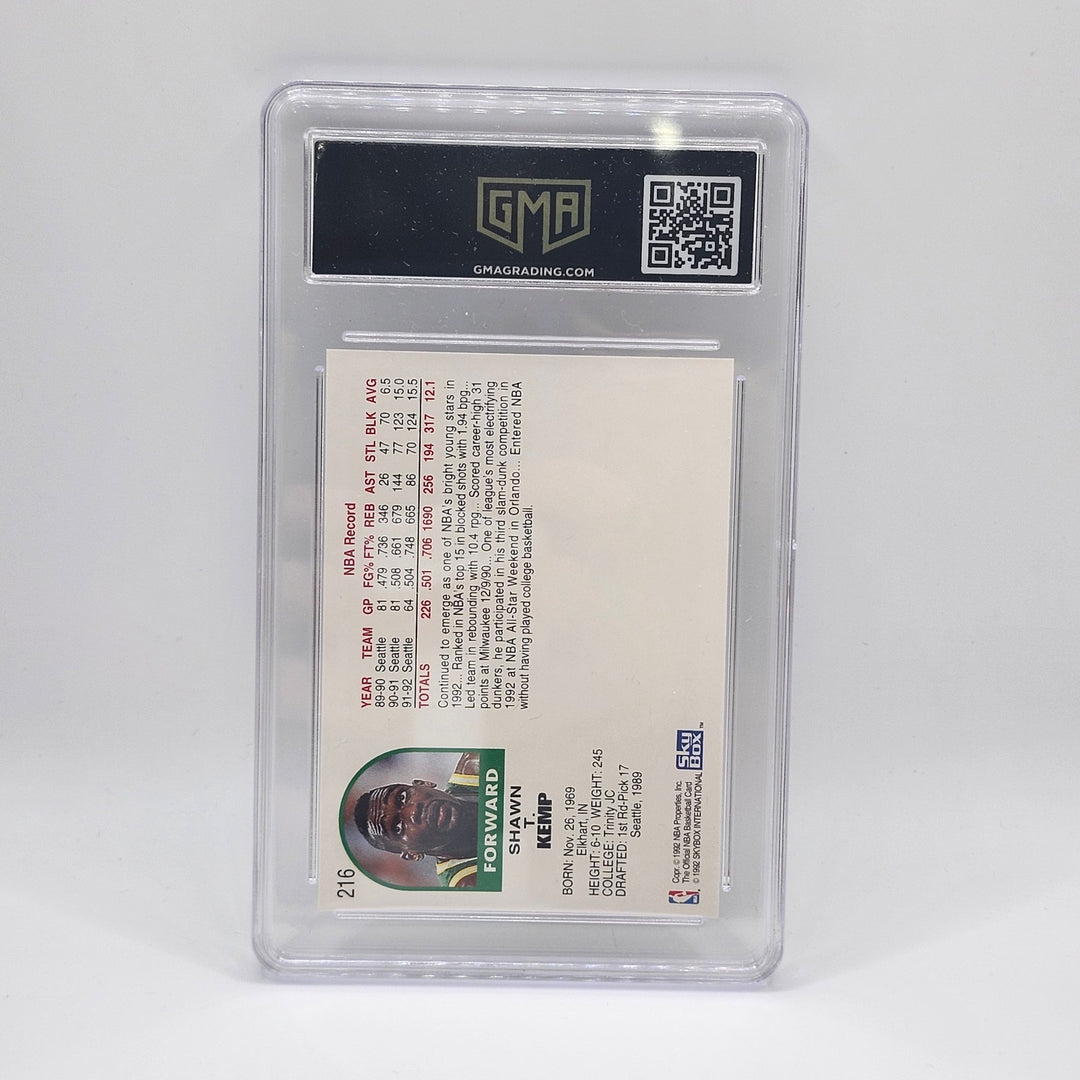 1992 Hoops Shawn Kemp #216 Seattle SuperSonics Forward GMA 9 Mint Sport Card