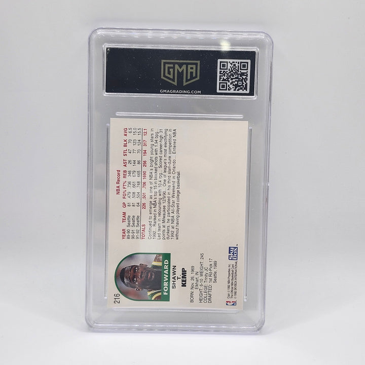 1992 Hoops Shawn Kemp #216 Seattle SuperSonics Forward GMA 9 Mint Sport Card