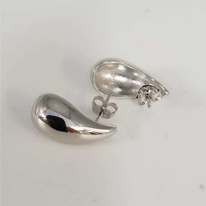925 Sterling Silver  Teardrop Stud Earrings Bold Polished