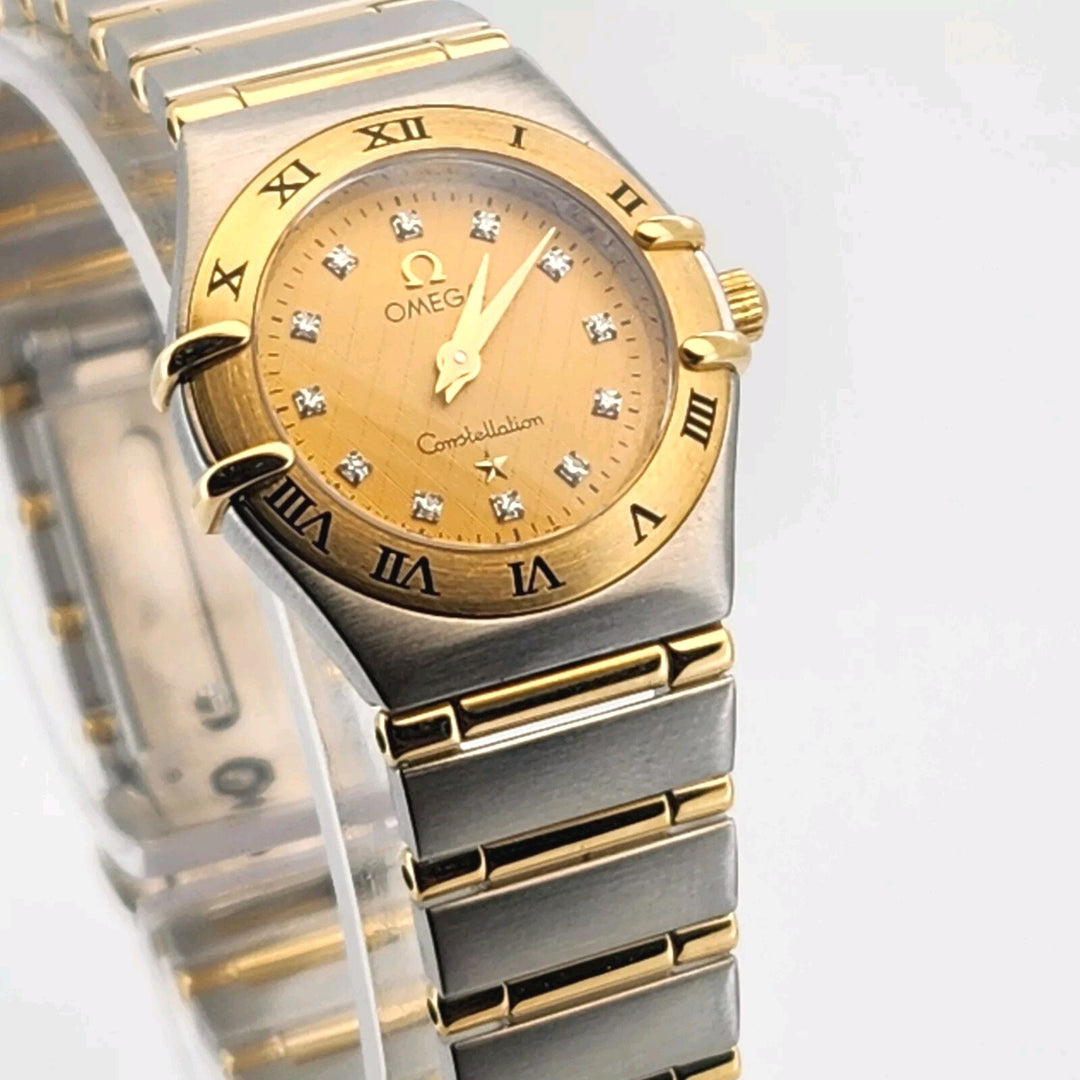 Omega Constellation 18k Gold & Stainless Steel Diamond Dial Women's Watch 22mm