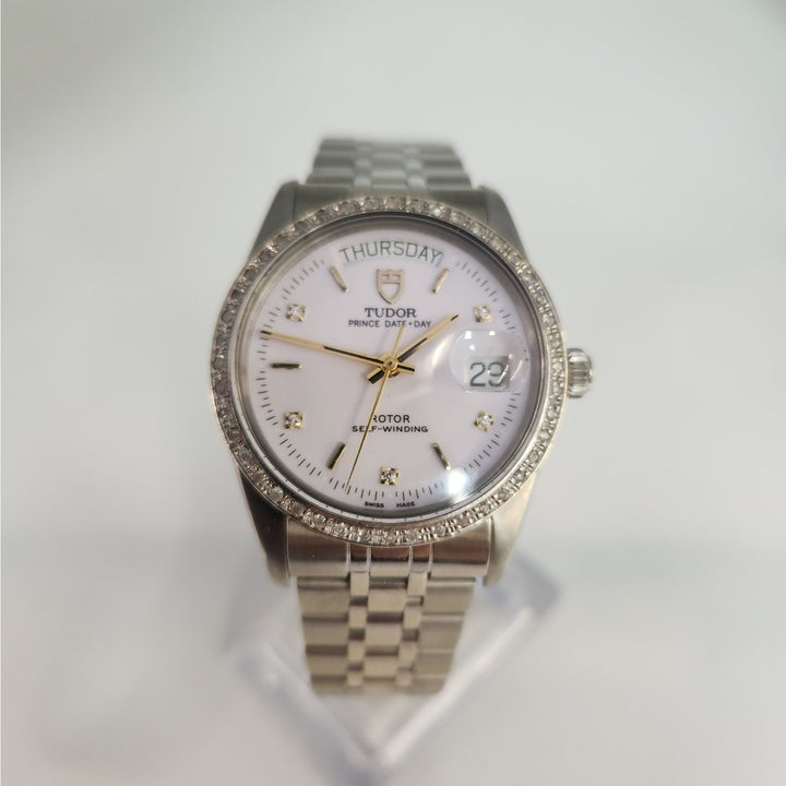 Tudor Prince Date+Day 94613 Automatic Diamond Dial aftermarket Bezel & Bracelet