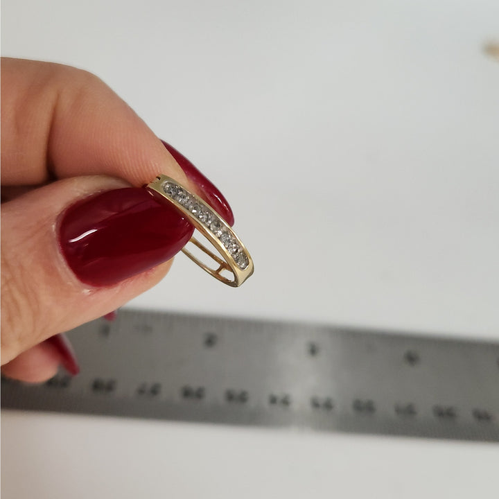 10k Yellow Gold Diamond Hoop Earrings