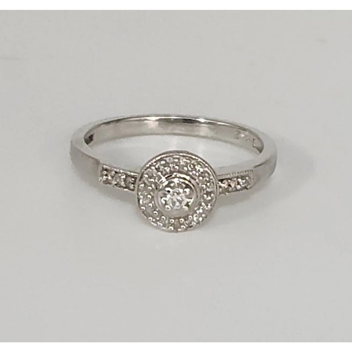 10k White Gold And Diamonds Princess Ring Size 6.5