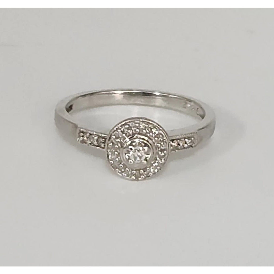 10k White Gold And Diamonds Princess Ring Size 6.5
