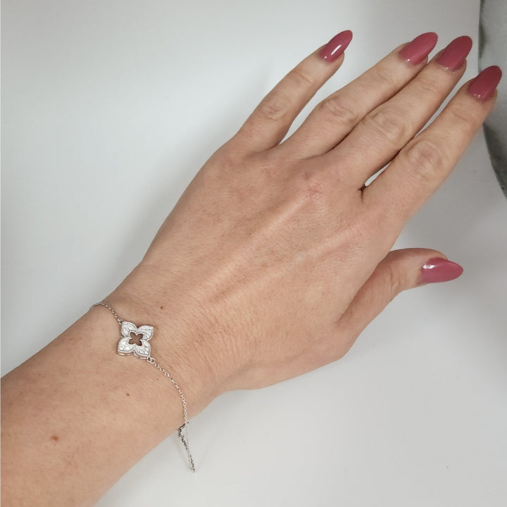925 Sterling Silver Flower Bracelet 7.5"