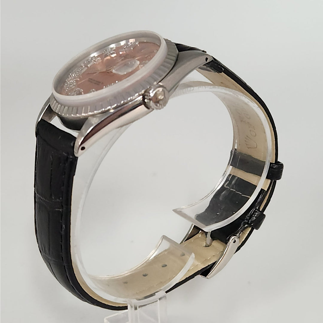Rolex Datejust 36mm Ref.1601 Automatic Watch Custom Diamond Dial Leather Strap