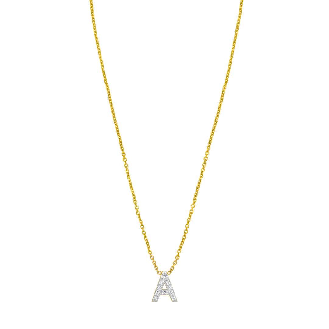 14K Mini Diamond A Initial