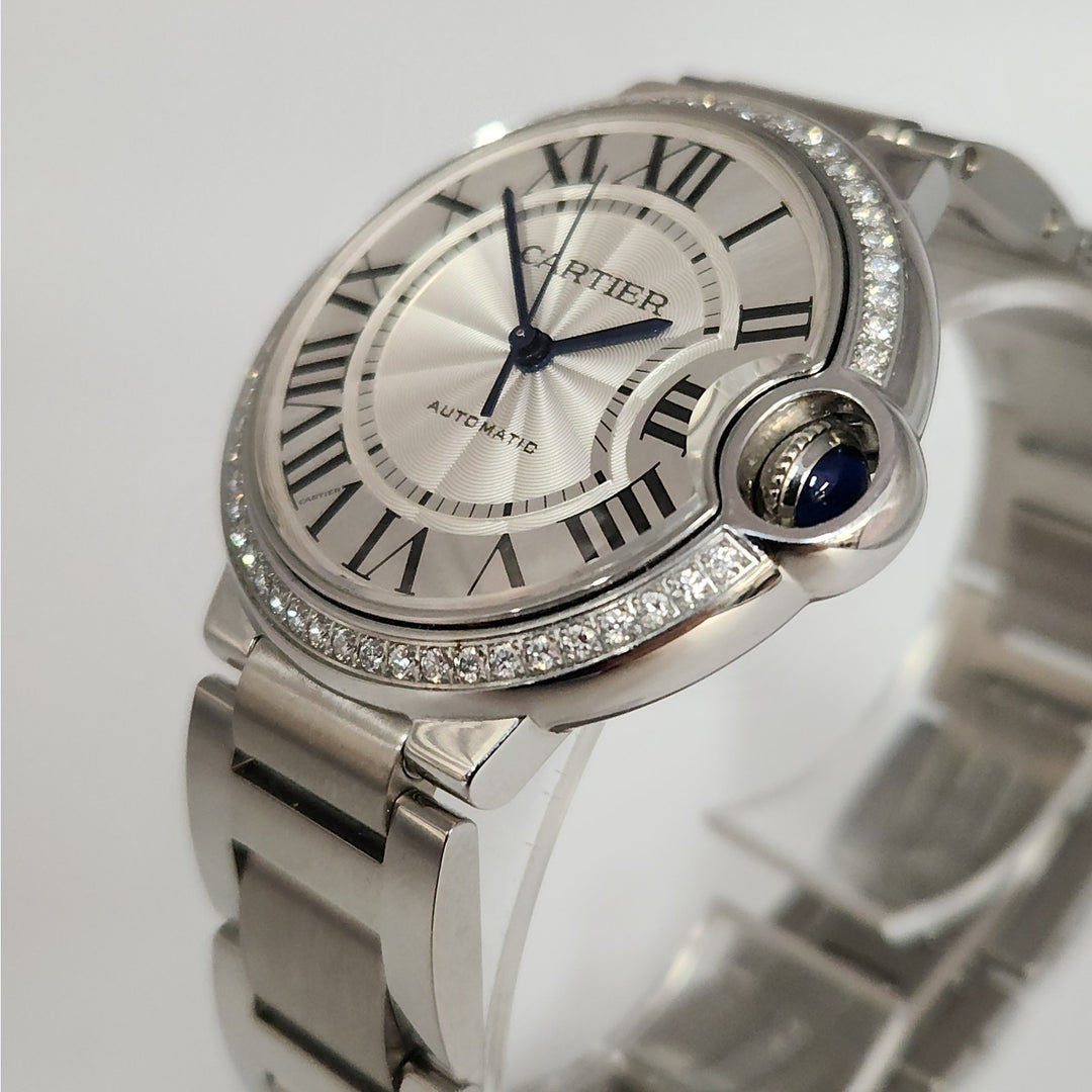 Cartier Ballon Bleu 36MM Automatic Diamond Bezel Watch