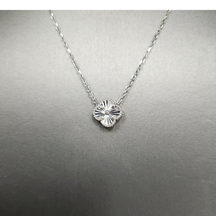 925 Silver Textured Blossom Pendant Necklace 17"