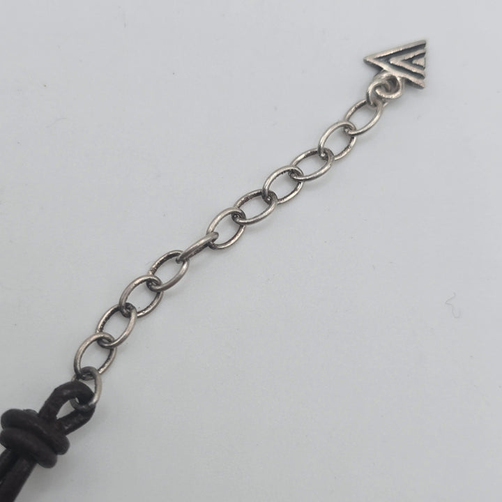 Vintage Silpada Sterling Silver Carved Lip Shell Leather Necklace 18" N1446