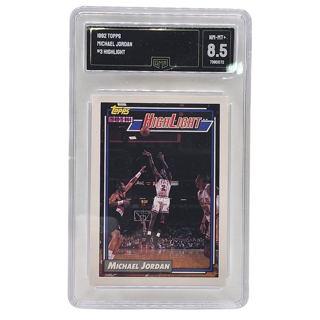 1992 Topps Michael Jordan Highlight #3 Chicago Bulls GMA 8.5 NM-MT+ Card