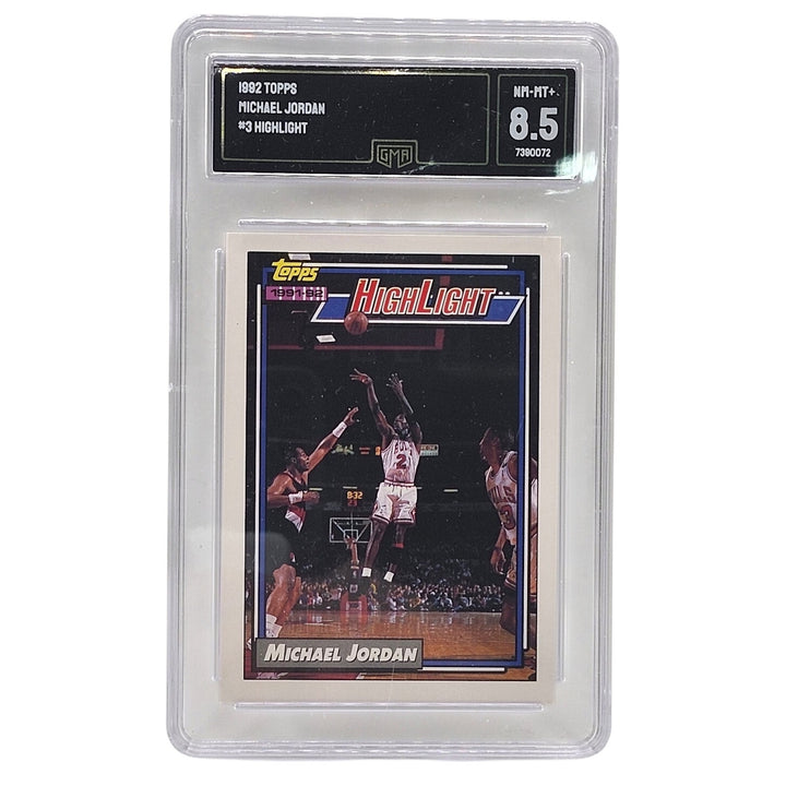 1992 Topps Michael Jordan Highlight #3 Chicago Bulls GMA 8.5 NM-MT+ Card