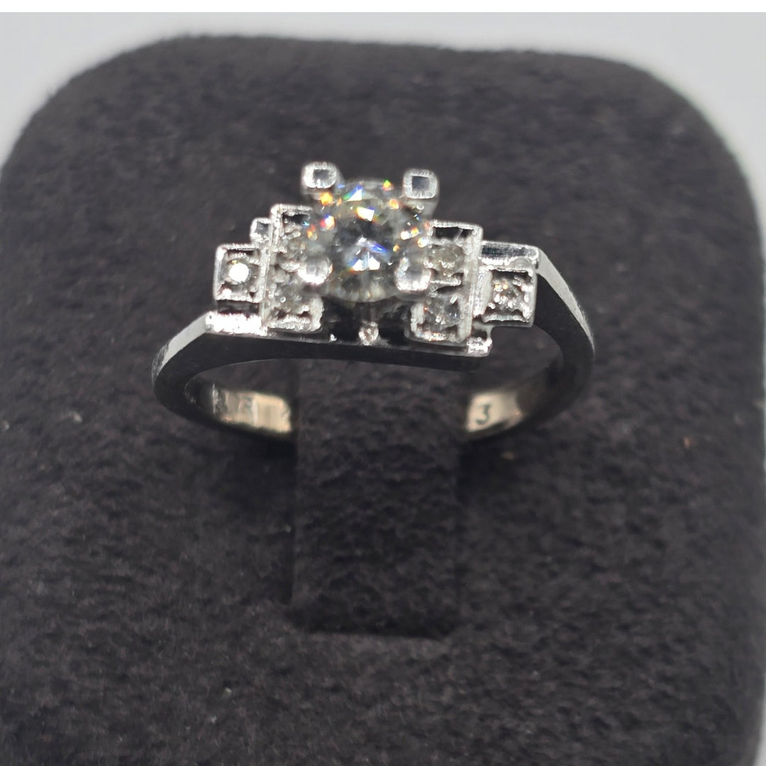 9K White Gold .40 CT Diamond Ring with Diamond Accents 2.8g