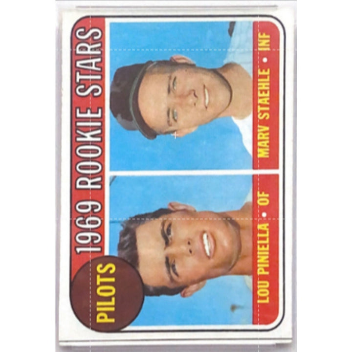 1969 Topps #394 Pilots Rookies Stars L. Piniella M. Staehle Graded by PSA NM-7