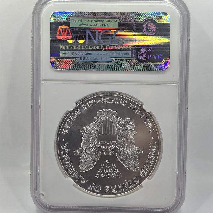 1999 American Silver Eagle, 1 Oz Fine .999 Silver USA Uncirculated $1 NGC MS69