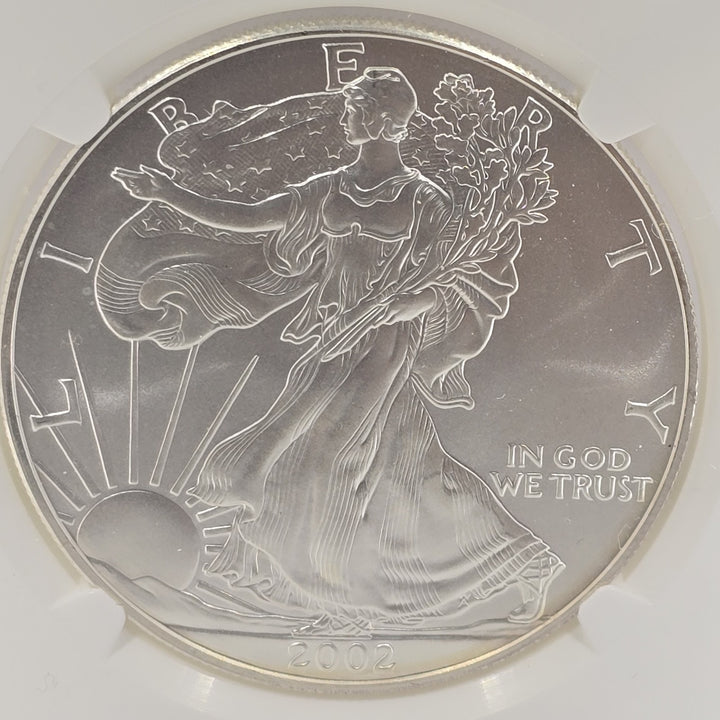 2002 American Silver Eagle, 1 Oz Fine .999 Silver USA Uncirculated $1 NGC MS69