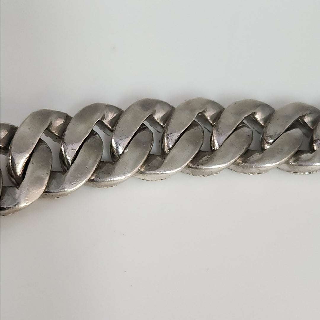 22" 925 Sterling Silver Iced Cuban Link Chain Jesus Head & Double Cross Pendants