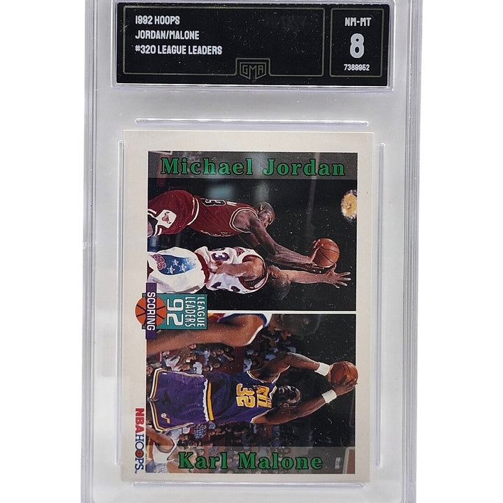 1992 Hoops Michael Jordan Karl Malone League Leaders #320 GMA 8 NM-MT Vintage