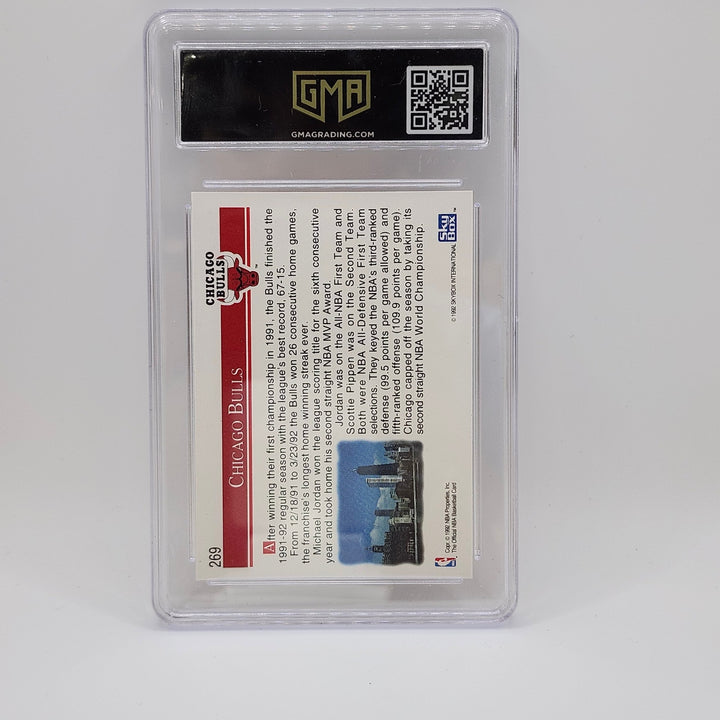 1992 Hoops Chicago Bulls Team Card #269 Michael Jordan GMA 8 NM-MT Vintage Slab